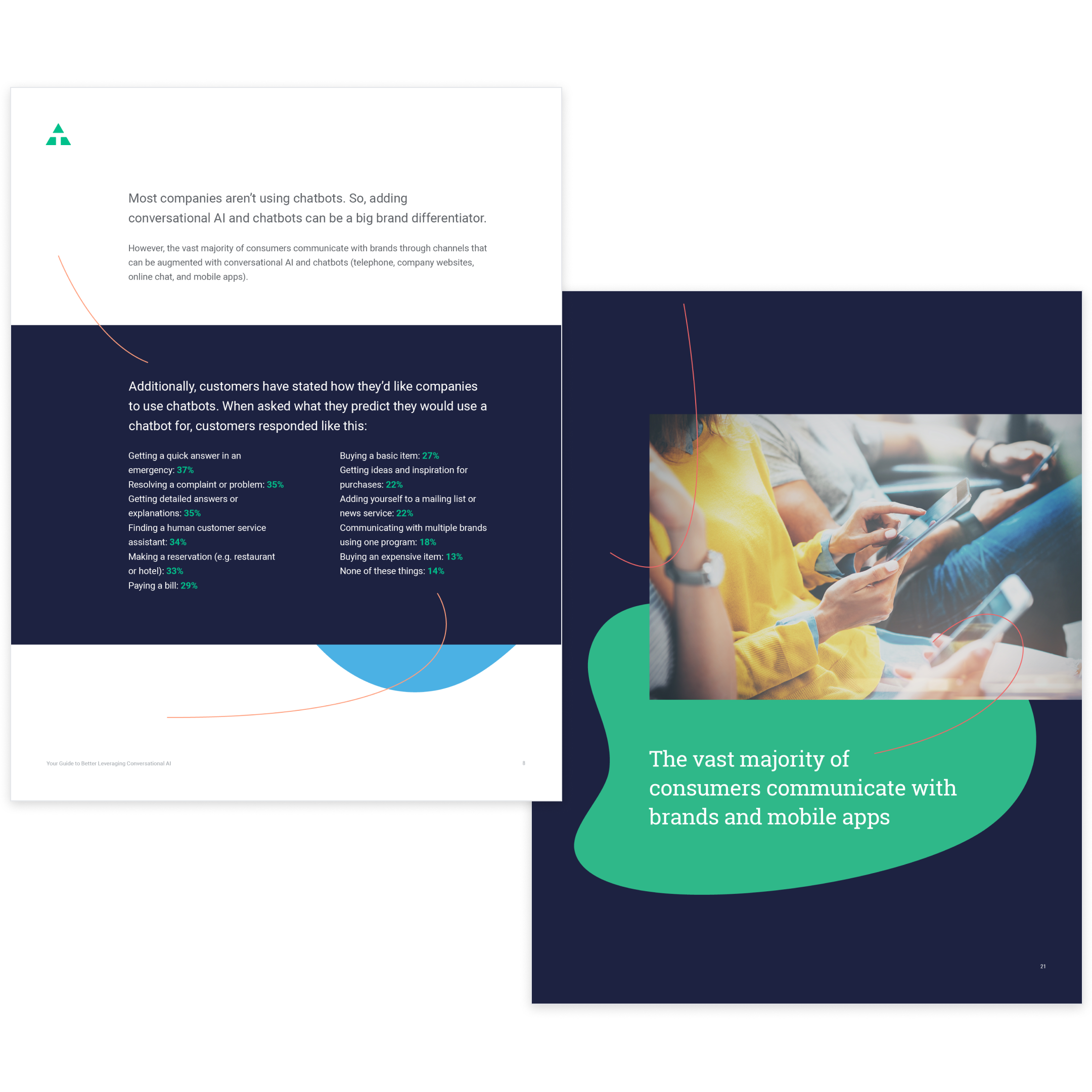 image of two pages from conversational AI ebook