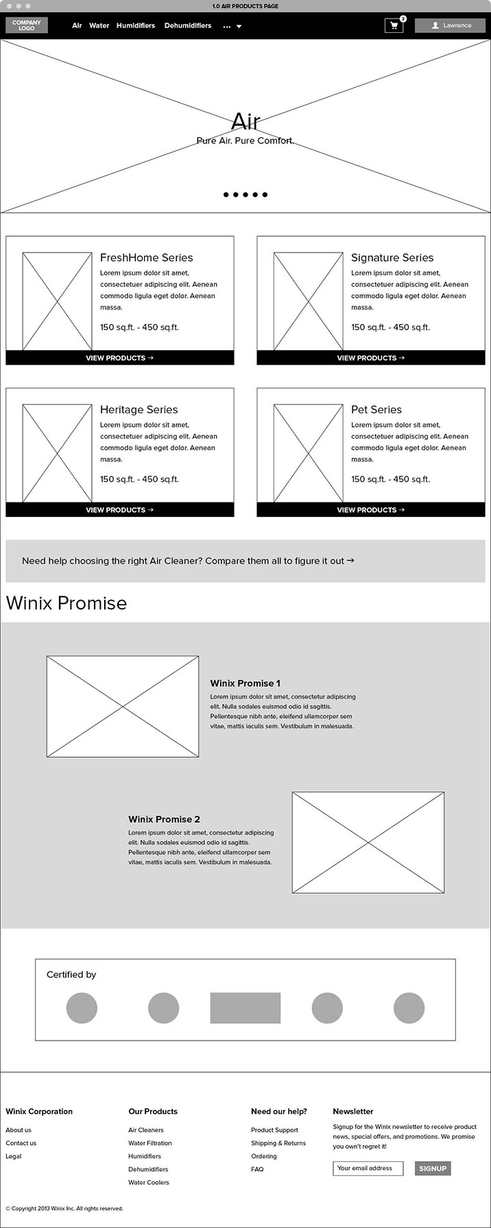 Winix Wireframe
